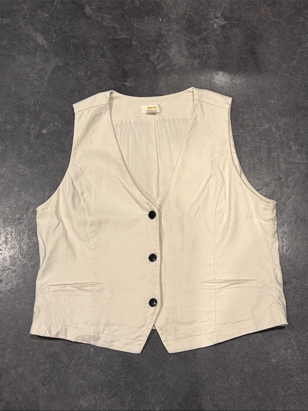 Anthropologie Maeve ivory cream linen Button-Front Women's Vest